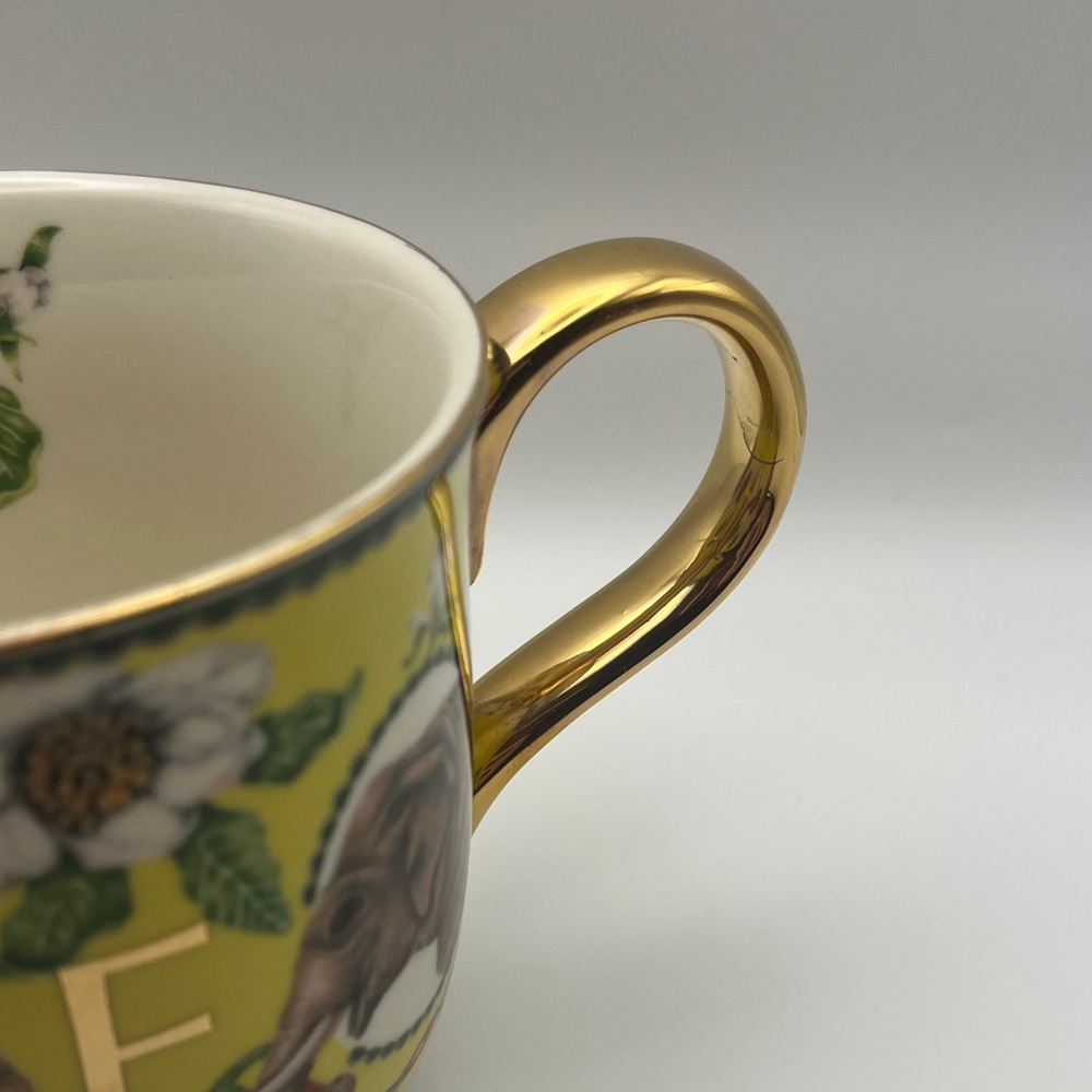 Anthropologie x Lou Rota “E” Elephant Mug with Gold Trim - Picture 4 of 14